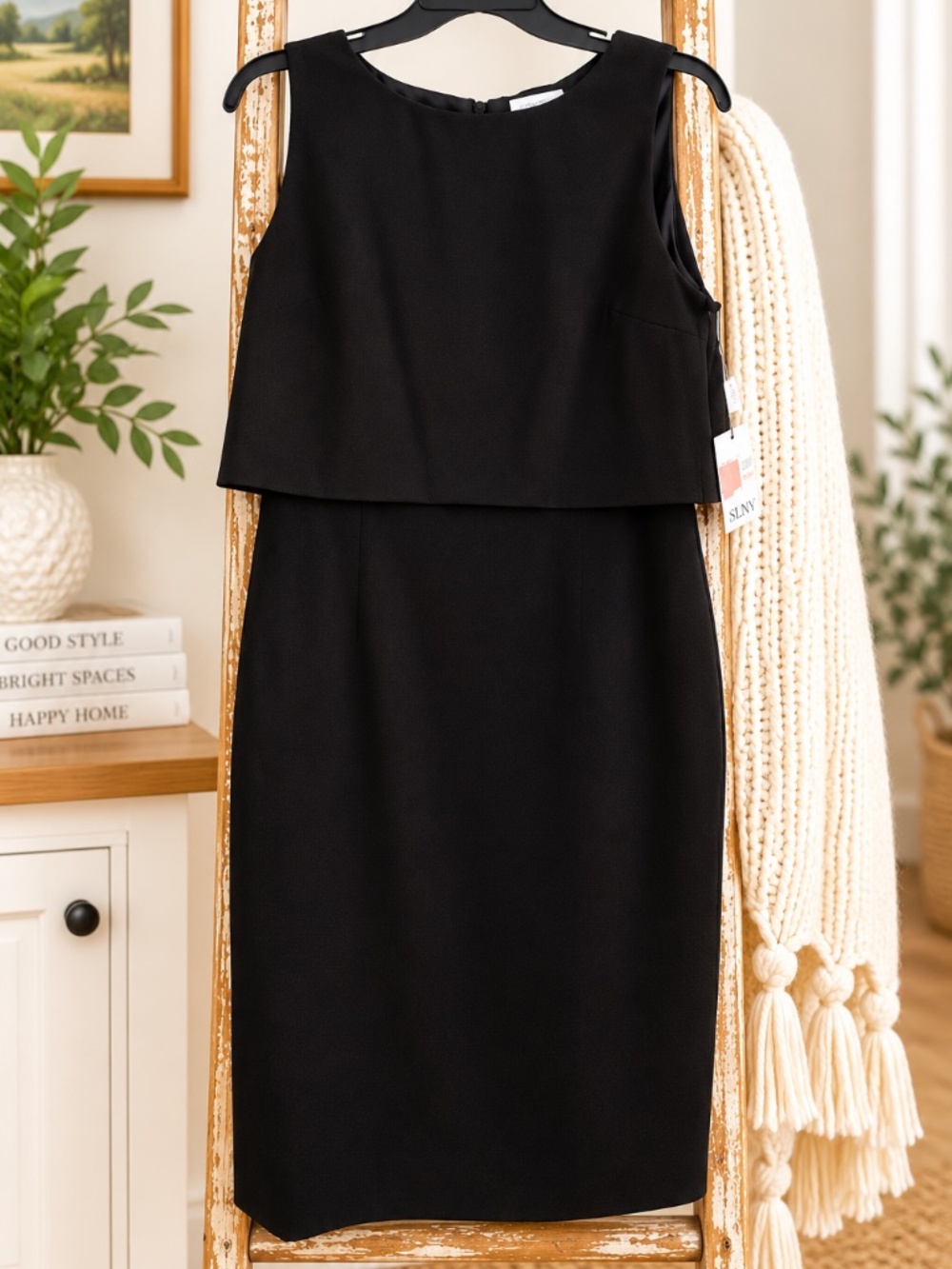 Calvin Klein Black Overlay Sheath Dress — NWT, Size 8